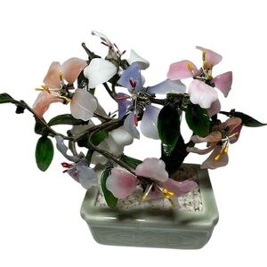 Vintage Bonsai Tree with Multicolor Glass blooms and leaves. MCM